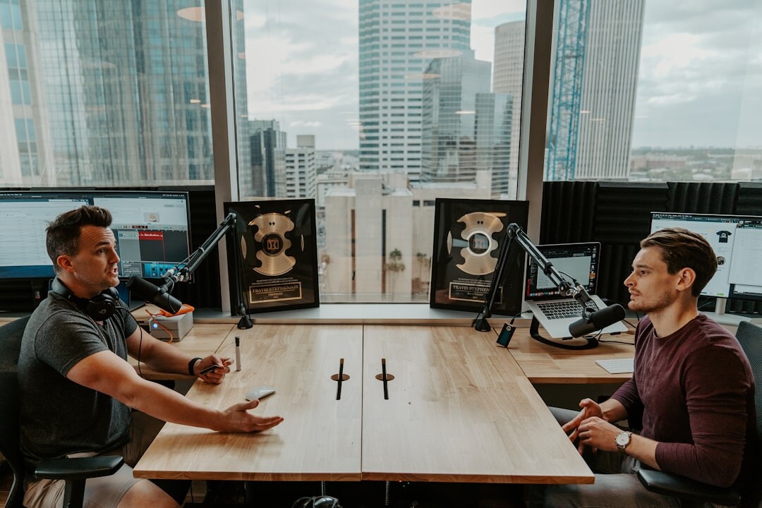 team discussing podcast ideas